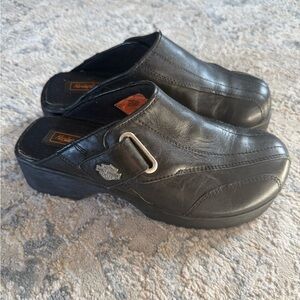 Harley-Davidson Women’s Black Leather Buckle Clogs Mules Size 7